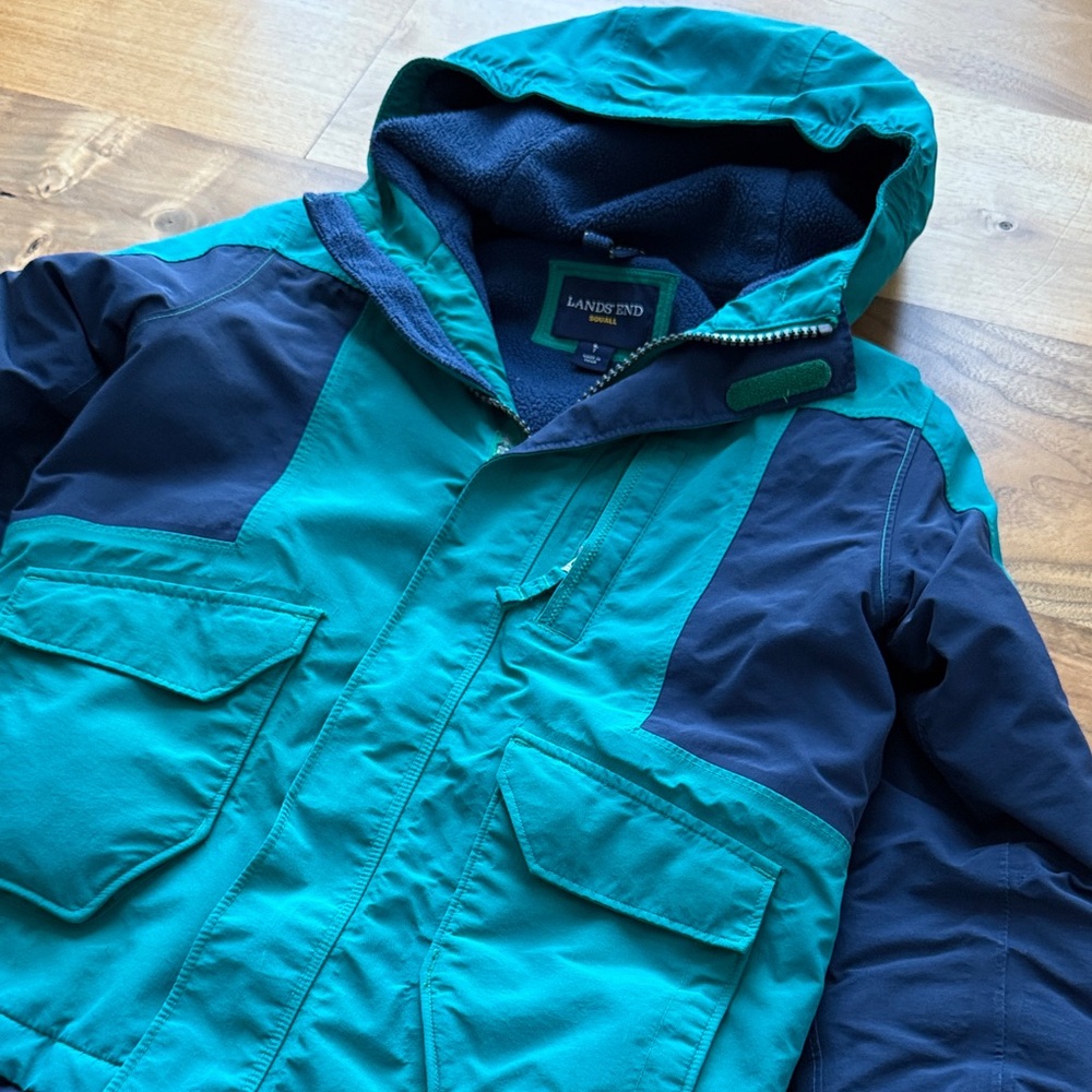 Lands' End Squall Green and Navy Winter/Ski/Snow Jacket
